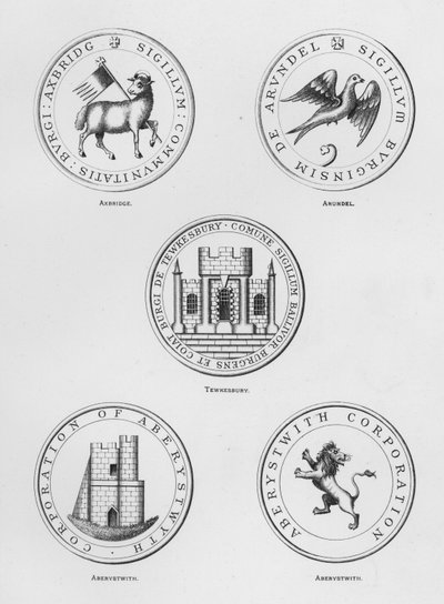 Broń publiczna: Axbridge; Arundel; Tewkesbury; Aberystwith (grawerowanie) autorstwa English School