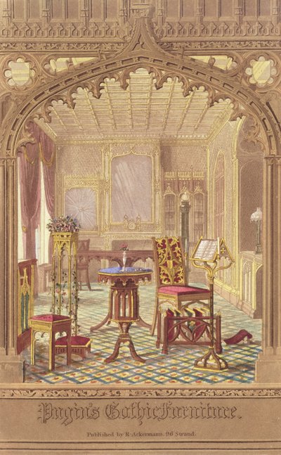 Pugins Gothic Furniture, Augustus Charles Pugin (1762-1832), wyd. R. Ackermann, 1827 autorstwa English School