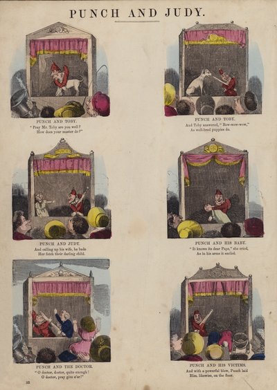 Punch and Judy Show (kolorowy grawerunek) autorstwa English School