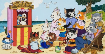 Pokaz Puncha i Judy nad morzem autorstwa English School