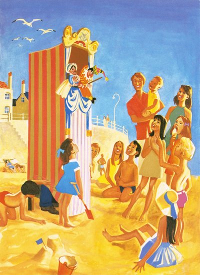 Pokaz Punch and Judy na plaży? autorstwa English School
