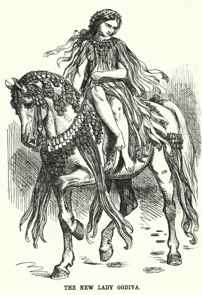 Punch cartoon: The New Lady Godiva (grawerowanie) autorstwa English School
