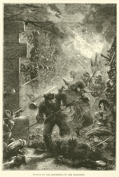 Pościg powstańców w katakumbach, maj 1871 autorstwa English School