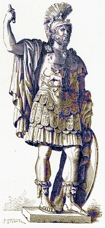 Pyrrus, ilustracja z Historii Rzymu autorstwa Victora Duruy, opublikowana w 1884 r. (obraz ulepszony cyfrowo) autorstwa English School
