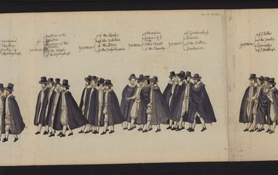 Procesja pogrzebowa królowej Elżbiety I (kolorowy grawerunek) autorstwa English School