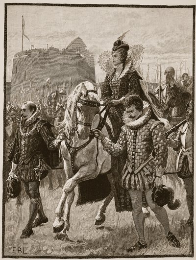 Królowa Elżbieta w Tilbury, ilustracja z Cassells Illustrated History of England (zdjęcie w sepii) autorstwa English School
