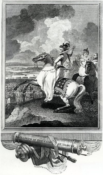 Królowa Elżbieta w obozie w Tilbury, 1811 autorstwa English School