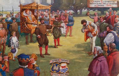 Królowa Elżbieta przyjęta przez hrabiego Leicester w Oksfordzie, 1566 autorstwa English School