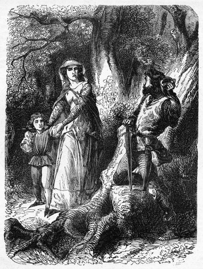 Królowa Małgorzata i złodziej Hexham, ilustracja z „Ilustrowanej historii Anglii Johna Cassella” opublikowana w 1858 r. autorstwa English School