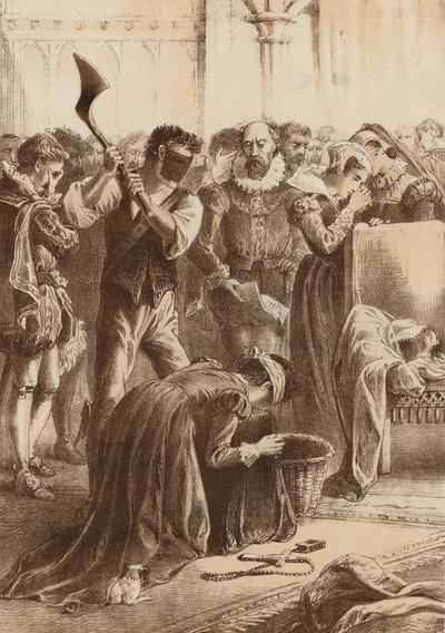 Königin Maria, "Geköpft in Fotheringay" von English School