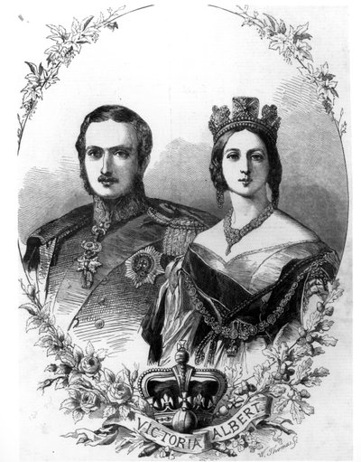 Królowa Wiktoria (1819-1901) i książę Albert (1819-61) grawerowane przez W. Thomasa, 1844 autorstwa English School