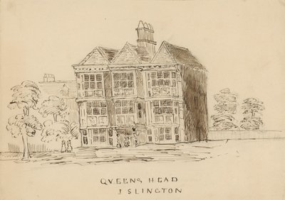 Queens Head, Islington, Londyn (tusz na papierze) autorstwa English School