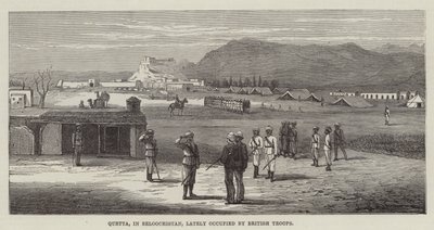 Quetta, w Beloochistanie, ostatnio zajęty przez wojska brytyjskie (rycina) autorstwa English School
