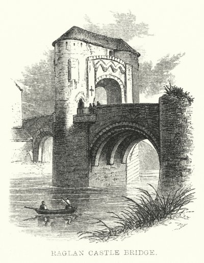 Raglan Castle Bridge (rycina) autorstwa English School