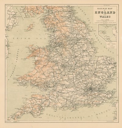 Mapa kolejowa Anglii i Walii (lita) autorstwa English School