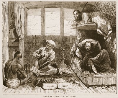 Podróż koleją po Indiach, ilustracja z Ilustrowanej Historii Anglii Cassells autorstwa English School