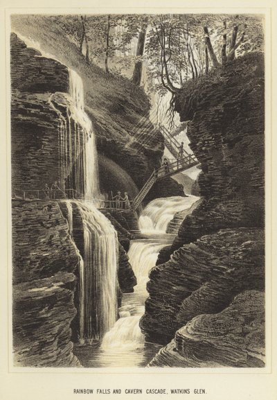 Rainbow Falls i Cavern Cascade, Watkins Glen autorstwa English School