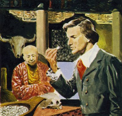 Ralph von Koenigswald odkrył zęby gigantycznego stwora w chińskim sklepie z osobliwościami autorstwa English School