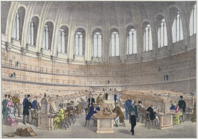 Czytelnia w British Museum w Londynie (kolorowa grawerunek) autorstwa English School