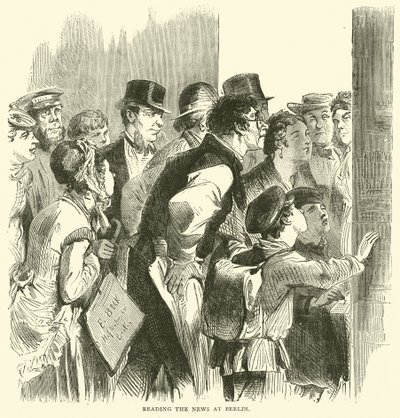 Czytanie wiadomości w Berlinie, listopad 1870 autorstwa English School