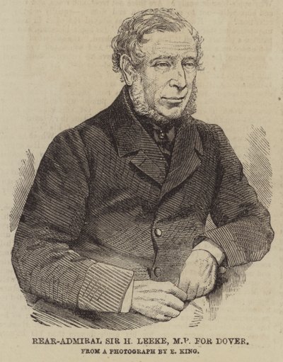 Kontradmirał Sir H Leeke, poseł do Dover (grawerowanie) autorstwa English School