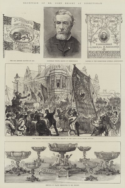 Przyjęcie pana Johna Brighta w Birmingham (grawerowanie) autorstwa English School