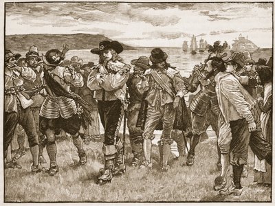 Recepcja wicehrabiego Wimbledonu w Plymouth, ilustracja z Cassells Illustrated History of England (zdjęcie w sepii) autorstwa English School