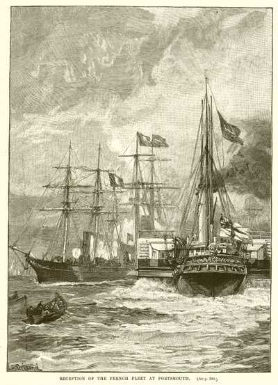 Odbiór francuskiej floty w Portsmouth autorstwa English School