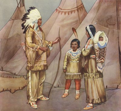 Rodzina czerwonych Indian (kolorowa litografia) autorstwa English School