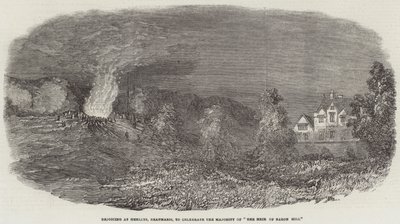 Radowanie się w Henllys, Beaumaris, aby uczcić większość „Spadkobiercy Baron Hill” (rycina) autorstwa English School