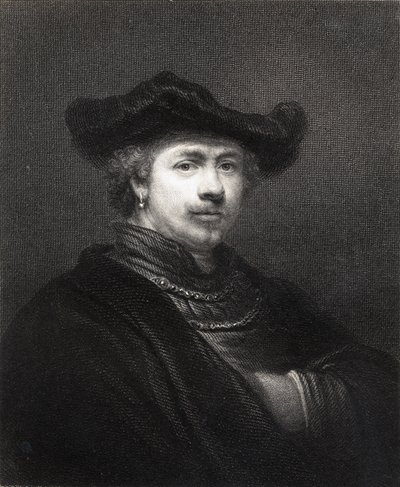 Rembrandt Harmens van Rijn (1606-69) z „Galerii Portretów”, publikacja 1833 autorstwa English School