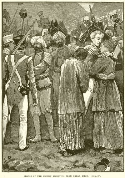 Ratowanie brytyjskich więźniów z Akbar Khan autorstwa English School