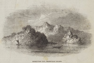 Resolution Bay, Marquesas Island (grawerowanie) autorstwa English School