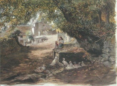 Odpoczynek w cieniu, ok.1880 (akwarela na papierze) autorstwa English School