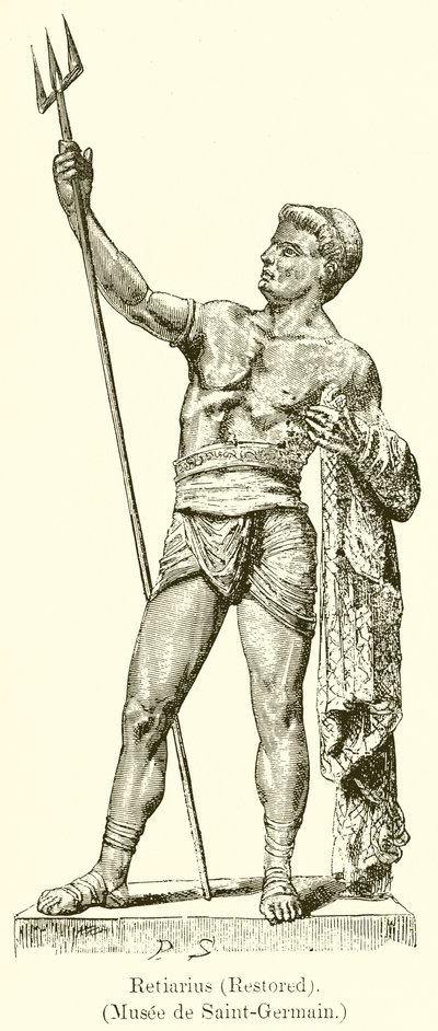 Retiarius (przywrócony). (Muzeum Saint-Germaina) autorstwa English School