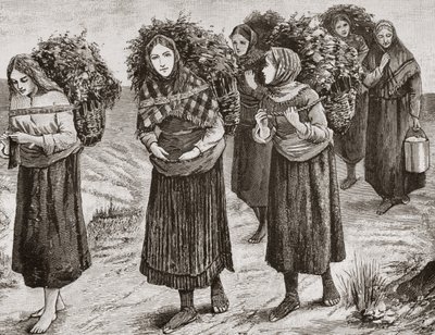 Powrót z Shieling na Hebrydach ok. 1880, ze „Scottish Pictures” wydanego przez religijne Towarzystwo Traktu, 1886 autorstwa English School