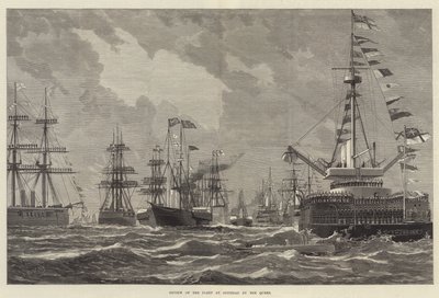 Recenzja Floty w Spithead przez królową (rycina) autorstwa English School