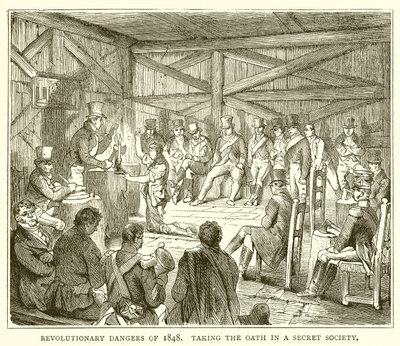 Niebezpieczeństwa rewolucyjne 1848 r. Składanie przysięgi w tajnym stowarzyszeniu autorstwa English School