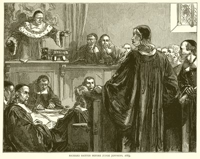 Richard Baxter przed sędzią Jeffreysem, 1685 autorstwa English School