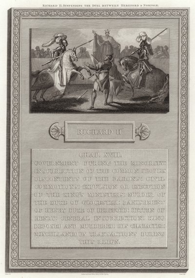 Ryszard II Zawieszenie pojedynku między Hereford i Norfolk autorstwa English School