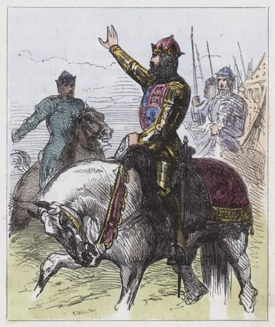 Ryszard II, podtrzymujący walkę (kolorowy grawerunek) autorstwa English School