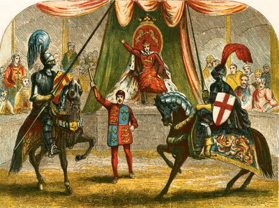 Ryszard II przerywa walkę między książętami Norfolk i Hereford autorstwa English School