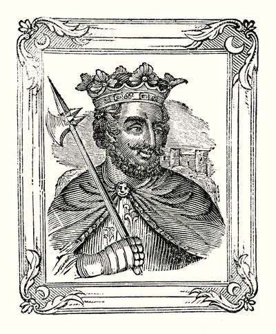 Ryszard I urodził się w 1157, koronowany w 1189, zmarł w 1199 (ryt) autorstwa English School