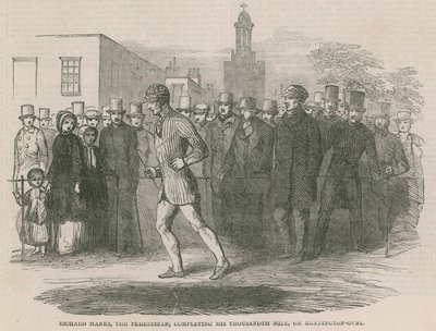 Richard Manks, pieszy, pokonuje swoją tysięczną milę na Kennington Oval autorstwa English School