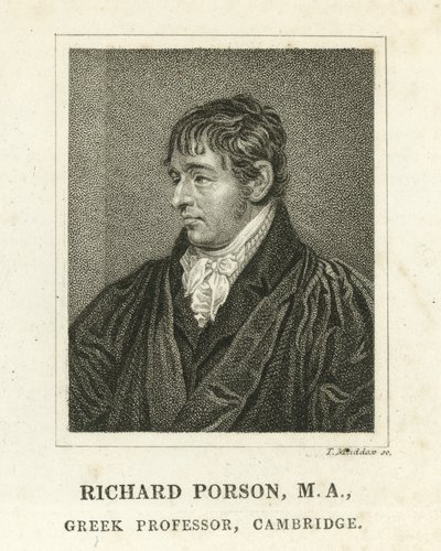 Richard Porson, grecki profesor, Cambridge (grafika) autorstwa English School