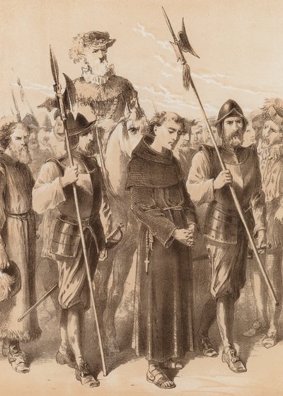 Richard Thirkill, "Strzeżony przez szeryfa i jego ludzi" (litografia) autorstwa English School