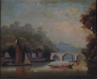 Richmond Bridge w kierunku Twickenham, Middlesex autorstwa English School