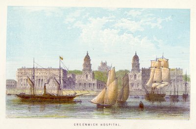 Tamiza: Greenwich Hospital (kolorowy grawerunek) autorstwa English School