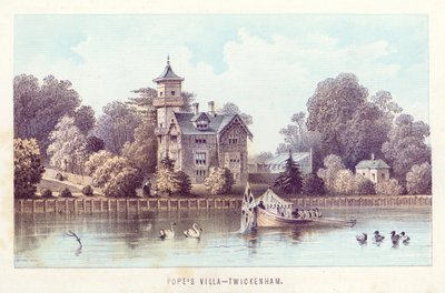 Tamiza: Willa Papieża, Twickenham (kolorowy grawerunek) autorstwa English School