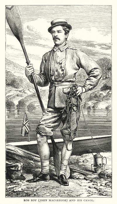 Rob Roy, John MacGregor i jego Canoe (kolorowy grawerunek) autorstwa English School